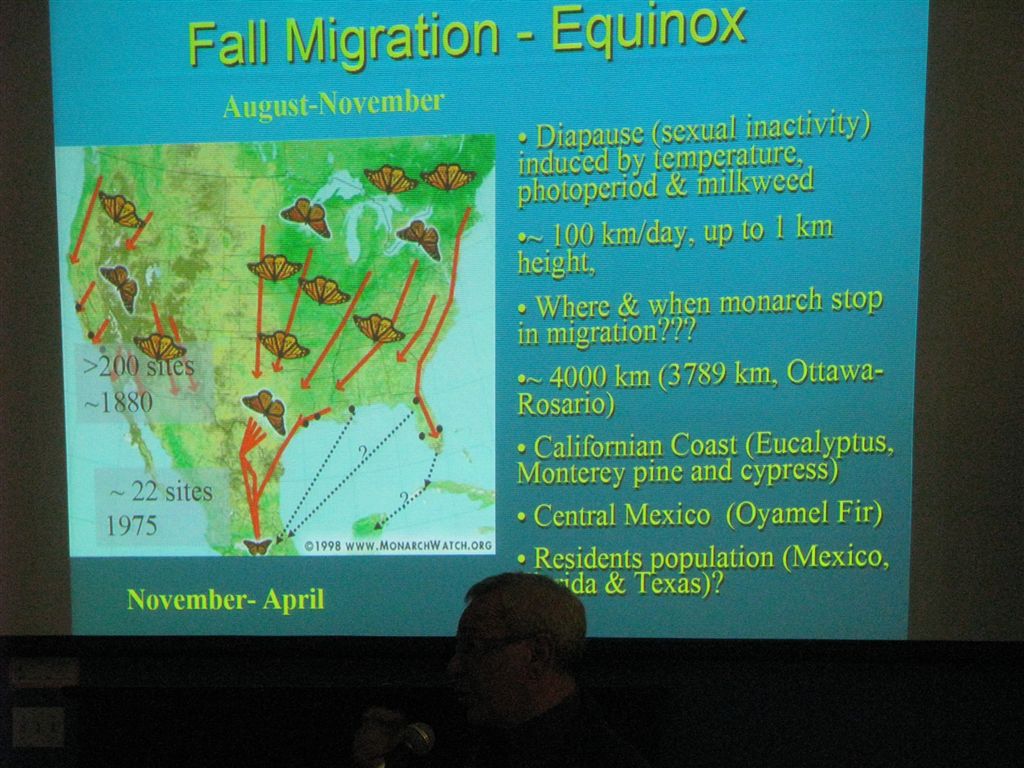 Jean shows slide of Monarch migration 
