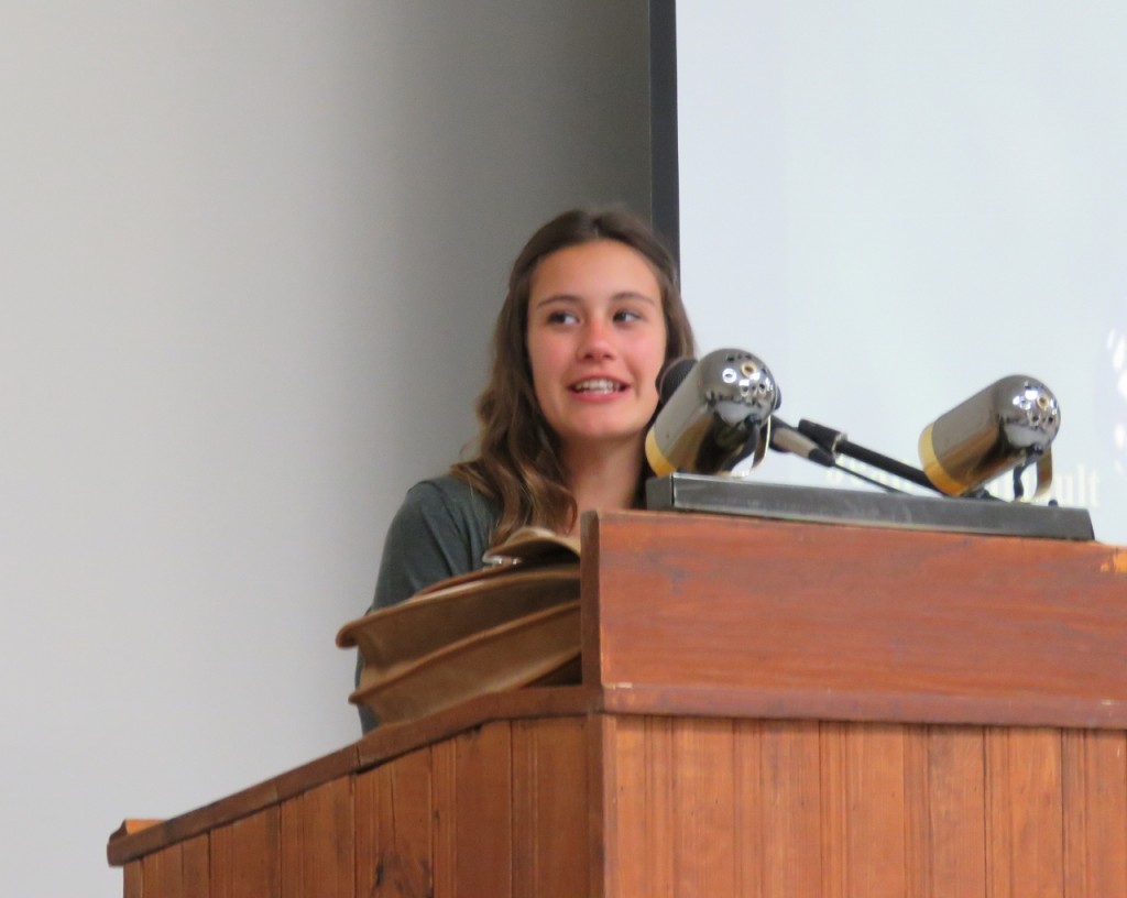 Almonte and District High School student Ruth Tamas accepts the 2015 Cliff Bennett Nature Bursary for environmental engineering studies next year. Photo Pauline Donaldson